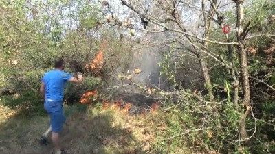 yangina mudahale -  Düzce'de ormanlık alanda çıkan yangını polis ve itfaiye söndürdü Videosu