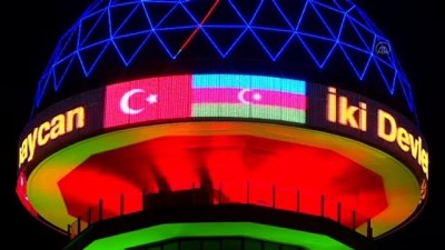 Atakule, Azerbaycan Bayrağı'nın renkleriyle ışıklandırıldı - ANKARA