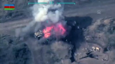 askeri arac - Ermenistan ordusuna ait askeri araçların imha anı havadan görüntülendi Videosu