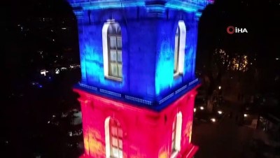yalniz degilsin -  Bursa'nın tarihi sembolü Tophane Saat Kulesi Azerbaycan'ın renklerine büründü Videosu
