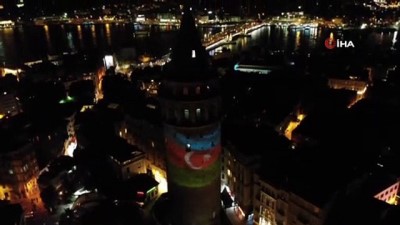 Galata Kulesi’nde Azerbaycan için ışıklandırma yapıldı