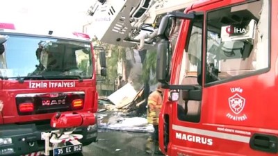 yangina mudahale -  İzmir’de üst üste korkutan yangınlar: Hem depo hem kafe yandı Videosu