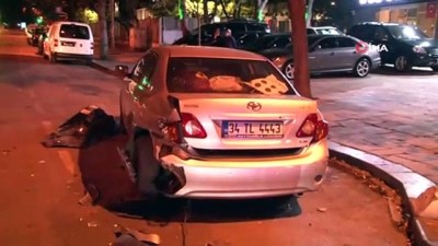  Park halindeki araca çarpan cip yan yattı: 1 yaralı