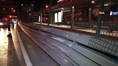 metrobus duragi -  Kontrolden çıkan tır metrobüs bariyerlerine çarparak durabildi: 1 yaralı Videosu