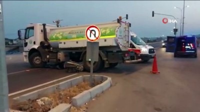 motosiklet surucusu -  Motosiklet sulama tankerine çarptı: 1 ölü Videosu