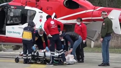ambulans helikopter -  Samsun'da beyin kanaması geçiren hastanın yardımına ambulans helikopter yetişti Videosu