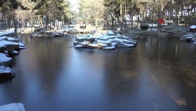  Kayseri’de suni göl buz tuttu