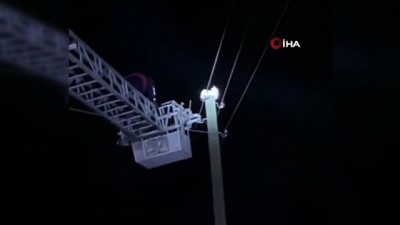 elektrik diregi -  Elektrik direğinde mahsur kalan kediyi itfaiye ekipleri kurtardı Videosu