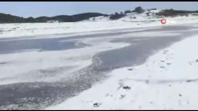  Sıcaklıklar eksiye düşünde Süleymanlı Gölü buz tuttu