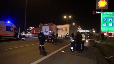 yakit deposu -  Kocaeli’de otomobil ile çarpışan tır TEM Otoyolu’nu trafiğe kapattı Videosu