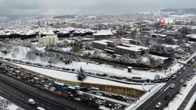 kar yagisi -  15 Temmuz Şehitler Köprüsü'nde yoğun trafik Videosu