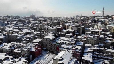  Karla kaplı İstanbul’da havadan çekilen kartpostallık fotoğraflar