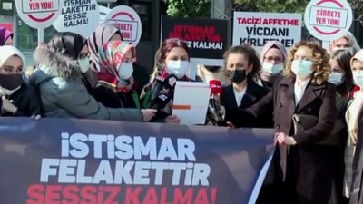 ANKARA - (Tuna Çelik'in 'nitelikli cinsel saldırı' suçundan yargılanması) KADEM üyelerinden adliye önünde basın açıklaması