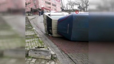 salar -  Yokuşta virajı alamayan kamyonet devrildi Videosu