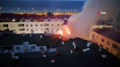  Trabzon'da çatı yangını korkuttu