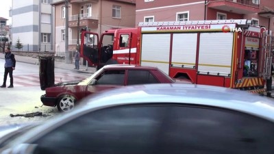  Karaman’da seyir halindeki otomobil alev aldı
