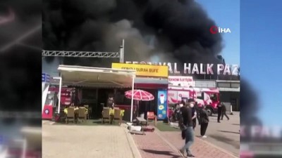  Boşaltılan festival çarşısında korkutan yangın