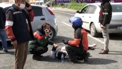  İstanbul’da feci kaza: Motosikletli kadın kurye takla attığı anlar kamerada