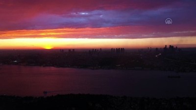 İSTANBUL - (DRONE) Gün batımı güzel görüntü oluşturdu