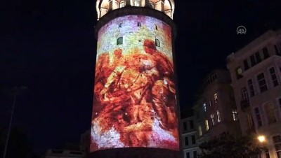 İSTANBUL - Galata Kulesi'nde ışıklı gösteri