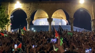 israil - KUDÜS - Mescid-i Aksa'da 'ateşkes' sevinci Videosu