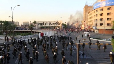 catisma - BAĞDAT - Güvenlik güçleri tarafından göstericilere gerçek mermi ile ateş açıldı: 1 ölü Videosu