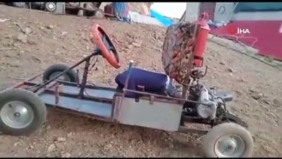  Dağ köyünde 'go kart' aracı yaptı