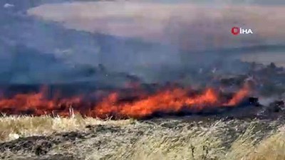  Diyarbakır'da korkutan anız yangını... Yangın çevredeki akaryakıt ve ağaçlık alana sıçramadan söndürüldü