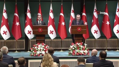  Cumhurbaşkanı Erdoğan, Gürcistan Başbakanı Garibashvili ile ortak basın toplantısı düzenledi