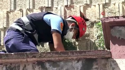 kurtarma operasyonu -  Duvara sıkışan kedi bulunamadı, sahibini itfaiye ekipleri teselli etti Videosu