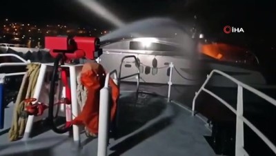 kiyi emniyeti -  İngiliz bayraklı teknede korkutan yangın Videosu