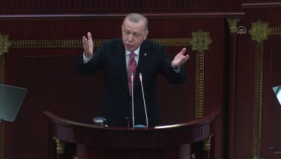 BAKÜ - Cumhurbaşkanı Erdoğan:  'Karabağ aynı zamanda dünyayı kendi siyasi ve ekonomik hırslarının arenası olarak görenlerin hesaplarının bozulduğu yerdir'