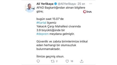  - İstanbul Valisi Yerlikaya'dan deprem açıklaması