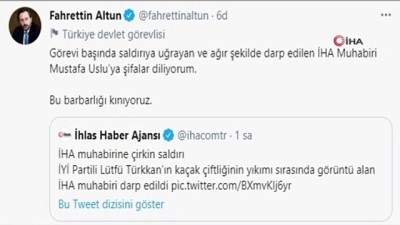 iletisim -  Cumhurbaşkanlığı İletişim Başkanı Fahrettin Altun İHA Muhabirine yapılan saldırıyı kınadı Videosu