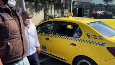 taksi soforu -  İstanbul’da feci kaza: İETT otobüsüyle çarpışan taksi direğe çarptı Videosu
