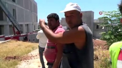 insaat alani -  Hastane ek bina inşaatında yangın korkuttu Videosu