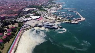 feribot iskelesi - YALOVA - Drone - Müsilaj temizleme çalışmaları devam ediyor Videosu