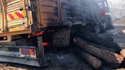  Ceyhan’da odun yüklü kamyon alev aldı