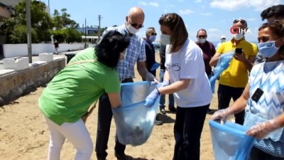parti uyesi -  Dünya Çevre Günü'nde plajda çöp topladılar Videosu