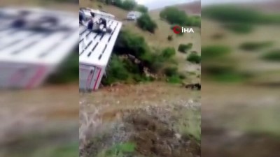 hayvan -  Tır şarampole devrildi: 3 kişi yaralandı, 160 küçükbaş hayvan telef oldu Videosu