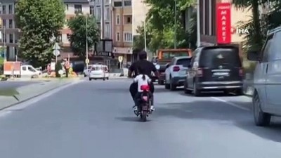 kucuk kiz -  Trafikte baba ve kızın tehlikeli yolcuğu kamerada Videosu