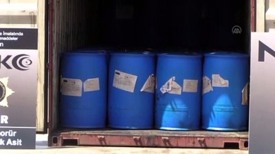 kimyasal madde - İZMİR - Çin'den getirilen bir konteynerde uyuşturucu yapımında kullanılan kimyasal madde ele geçirildi Videosu