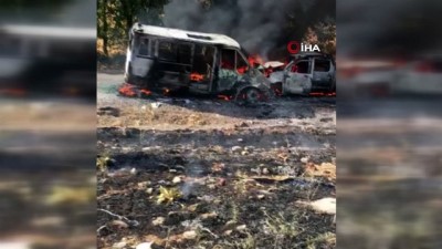  4 kişinin yaralandığı kaza sonrası araçlar alev alev yandı