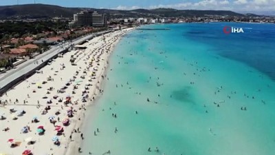 kalaba -  Çeşme plajlarındaki bayram yoğunluğu havadan görüntülendi Videosu