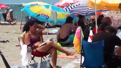 can guvenligi -  Karasu Sahili doldu taştı, vatandaşlar denizin tadını çıkarttı Videosu