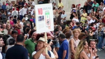 koronavirus - ROMA - 'Yeşil Geçiş' belgesi protesto edildi Videosu