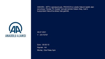 ANKARA - PKK/KCK'nın sözde Hakurk lojistik alan sorumlusu terörist, MİT'in operasyonuyla etkisiz hale getirildi