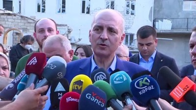 dusunur - GENCE - Kurtulmuş, Ermenistan'ın saldırılarında sivillerin hayatını kaybettiği Gence'yi ziyaret etti Videosu