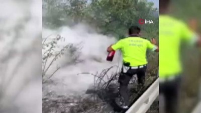 yangin tupu -  Polisler yangını büyümeden söndürdüler Videosu