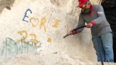 turizm merkezleri -  3 bin yıllık vadide sprey boya temizliği Videosu